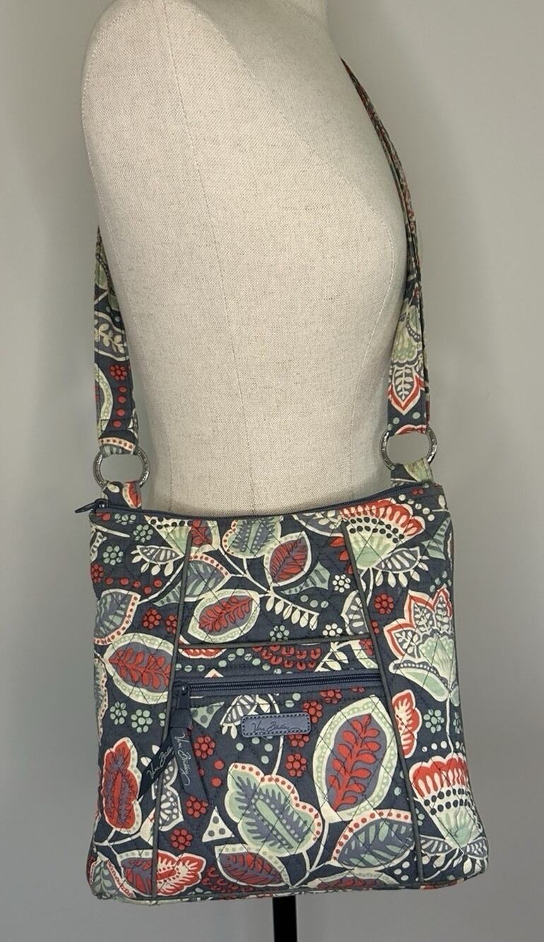 Vera Bradley NOMADIC FLORAL Hipster Crossbody Handbag Quilted Gray
